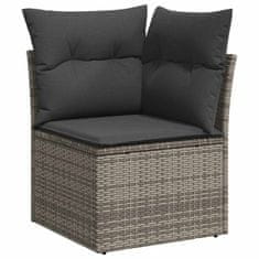 Vidaxl Vrtna sedežna garnitura z blazino 13 pcs Siva Poly ratan
