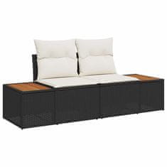 Vidaxl Vrtna sedežna garnitura z blazino 10 pcs Črna Poly ratan
