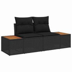 Vidaxl Vrtna sedežna garnitura z blazino 12 pcs Črna Poly ratan