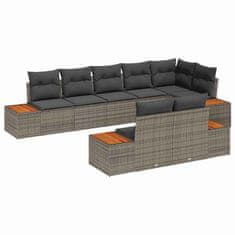 Vidaxl Vrtna sedežna garnitura 8 pcs Siva 319 x 154 x 85 cm Poly ratan