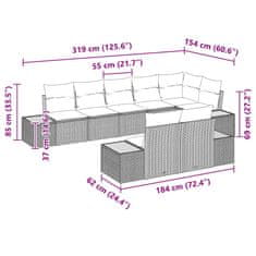 Vidaxl Vrtna sedežna garnitura 8 pcs Siva 319 x 154 x 85 cm Poly ratan