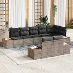 Vidaxl Vrtna sedežna garnitura 8 pcs Siva 319 x 154 x 85 cm Poly ratan
