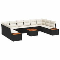 Vidaxl Vrtna sedežna garnitura 11 pcs Črna in krem 344 x 209 x 85 cm