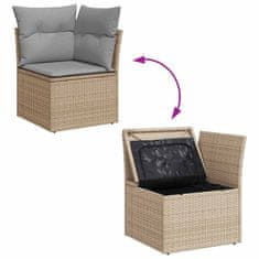 Vidaxl Vrtna sedežna garnitura z blazino 8 pcs bež in svetlo siva