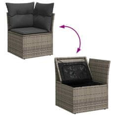 Vidaxl Vrtna sedežna garnitura z blazino 8 pcs Siva 90 x 55 x 71 cm