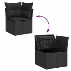 Vidaxl Vrtna sedežna garnitura z blazino 12 pcs Črna 90 x 55 x 71 cm