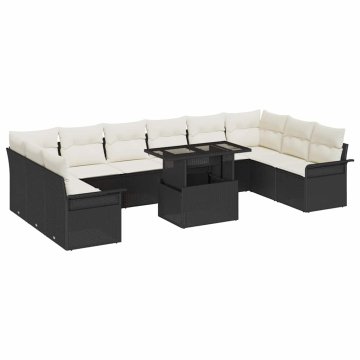 Vidaxl Vrtna sedežna garnitura 11 pcs Črna 100 x 55 x 73 cm Poly ratan