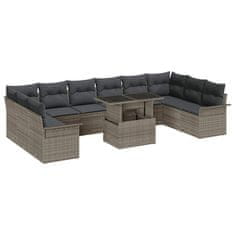 Vidaxl Vrtna sedežna garnitura 11 pcs Siva 100 x 55 x 73 cm Poly ratan