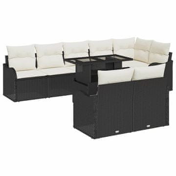 Vidaxl Vrtna sedežna garnitura 9 pcs Črna 100 x 55 x 73 cm Poly ratan