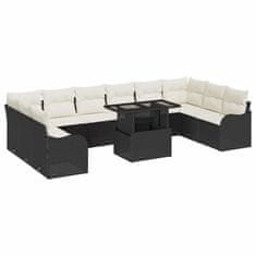 Vidaxl Vrtna sedežna garnitura 11 pcs Črna 100 x 55 x 73 cm Poly ratan