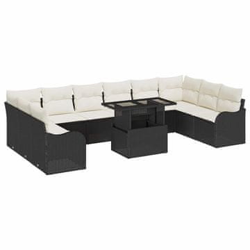 Vidaxl Vrtna sedežna garnitura 11 pcs Črna 100 x 55 x 73 cm Poly ratan