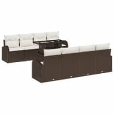Vidaxl Vrtna sedežna garnitura 9 pcs Rjava 100 x 55 x 73 cm Poly ratan