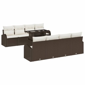 Vidaxl Vrtna sedežna garnitura 9 pcs Rjava 100 x 55 x 73 cm Poly ratan