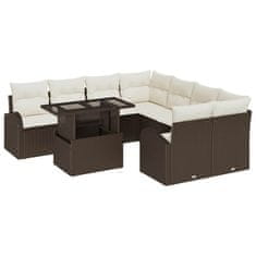 Vidaxl Vrtna sedežna garnitura 9 pcs Rjava 100 x 55 x 73 cm Poly ratan