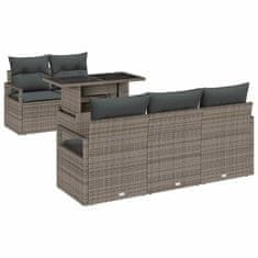 Vidaxl Vrtna sedežna garnitura z blazino 6 pcs Siva 100 x 55 x 73 cm