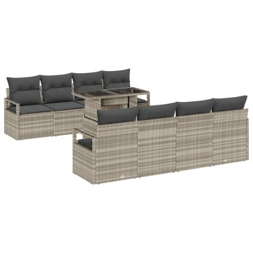 Vidaxl Vrtna sedežna garnitura 7 pcs Svetlo siva 100 x 55 x 73 cm