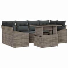 Vidaxl Vrtna sedežna garnitura z blazino 7 pcs Siva 100 x 55 x 73 cm