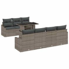 Vidaxl Vrtna sedežna garnitura z blazino 8 pcs Siva 100 x 55 x 73 cm