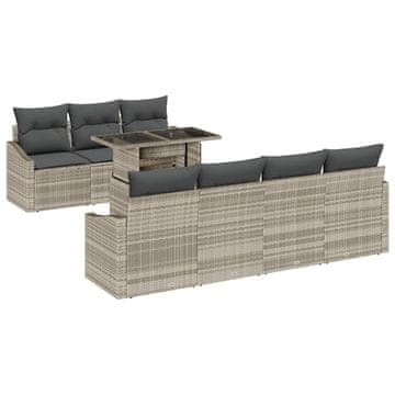 Vidaxl Vrtna sedežna garnitura z blazino 8 pcs Svetlo siva poli ratan