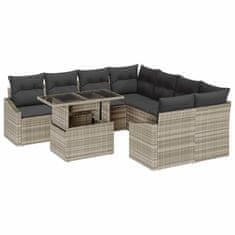 Vidaxl Vrtna sedežna garnitura 9 pcs Svetlo siva 100 x 55 x 73 cm