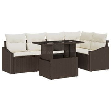 Vidaxl Vrtna sedežna garnitura z blazino 6 pcs Rjava in krem