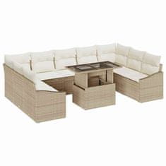 Vidaxl Vrtna sedežna garnitura 10 pcs bež in krem 100 x 55 x 73 cm