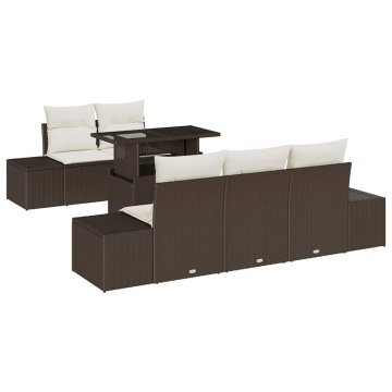 Vidaxl Kavčna garnitura z blazino 6 pcs Rjava in krem poli ratan