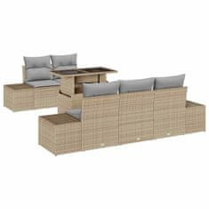 Vidaxl Vrtna sedežna garnitura z blazino 6 pcs Bež in svetlo siva