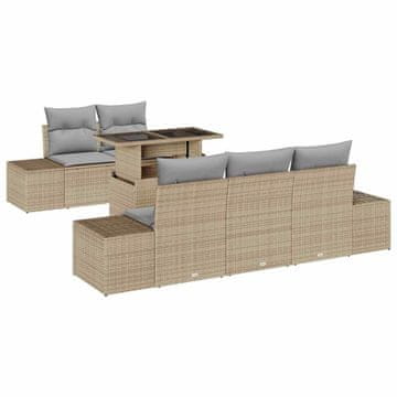 Vidaxl Vrtna sedežna garnitura z blazino 6 pcs Bež in svetlo siva