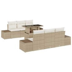Vidaxl Vrtna sedežna garnitura 7 pcs Bež in smetanova 100 x 55 x 73 cm