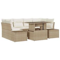 Vidaxl Vrtna sedežna garnitura 7 pcs Bež in smetanova 100 x 55 x 73 cm