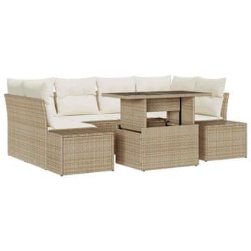 Vidaxl Vrtna sedežna garnitura 7 pcs Bež in smetanova 100 x 55 x 73 cm