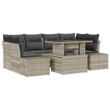 Vidaxl Vrtna sedežna garnitura 7 pcs Svetlo siva in temno siva