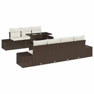 Vidaxl Vrtna sedežna garnitura 8 pcs Rjava in krem 100 x 55 x 73 cm