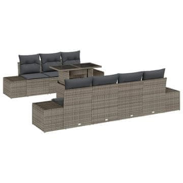 Vidaxl Vrtna sedežna garnitura z blazino 8 pcs Siva 100 x 55 x 73 cm