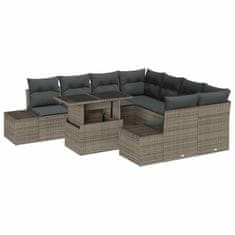 Vidaxl Vrtna sedežna garnitura z blazino 9 pcs Siva 100 x 55 x 73 cm