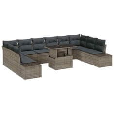 Vidaxl Vrtna sedežna garnitura z blazino 11 pcs Siva 100 x 55 x 73 cm