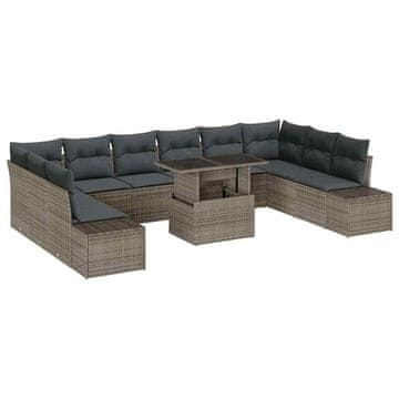 Vidaxl Vrtna sedežna garnitura z blazino 11 pcs Siva 100 x 55 x 73 cm