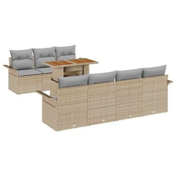 Vidaxl Vrtna sedežna garnitura z blazino 8 pcs bež in svetlo siva