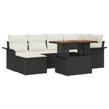 Vidaxl Vrtna sedežna garnitura s shranjevanjem 7 pcs Črna Poly ratan