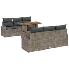 Vidaxl Vrtna sedežna garnitura z blazino 7 pcs Siva 100 x 55 x 73 cm
