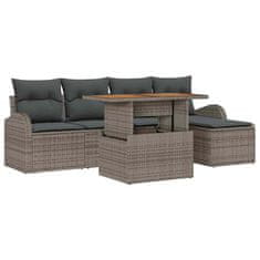 Vidaxl Vrtna sedežna garnitura z blazino 6 pcs Siva