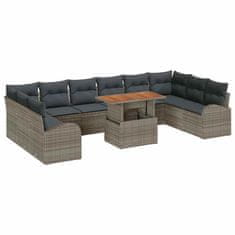 Vidaxl Vrtna sedežna garnitura z blazino 11 pcs Siva 100 x 55 x 73 cm