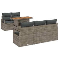 Vidaxl Vrtna sedežna garnitura z blazino 6 pcs Siva 100 x 55 x 73 cm