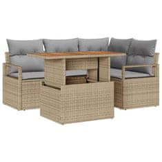 Vidaxl Komplet za jedilnico v vrtu 5 pcs Bež in siva 100 x 55 x 73 cm