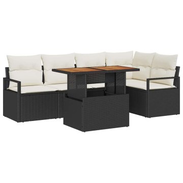 Vidaxl Komplet za jedilnico v vrtu 6 pcs Črna in krem 100 x 55 x 73 cm