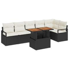Vidaxl Komplet za jedilnico v vrtu 7 pcs Črna in krem 100 x 55 x 73 cm