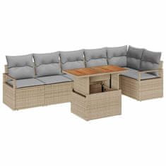Vidaxl Komplet za jedilnico v vrtu 7 pcs Bež in siva 100 x 55 x 73 cm