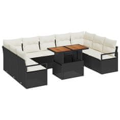 Vidaxl Vrtna sedežna garnitura 10 pcs Črna in krem 100 x 55 x 73 cm