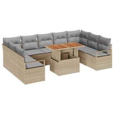 Vidaxl Vrtna sedežna garnitura 10 pcs Bež in siva 100 x 55 x 73 cm
